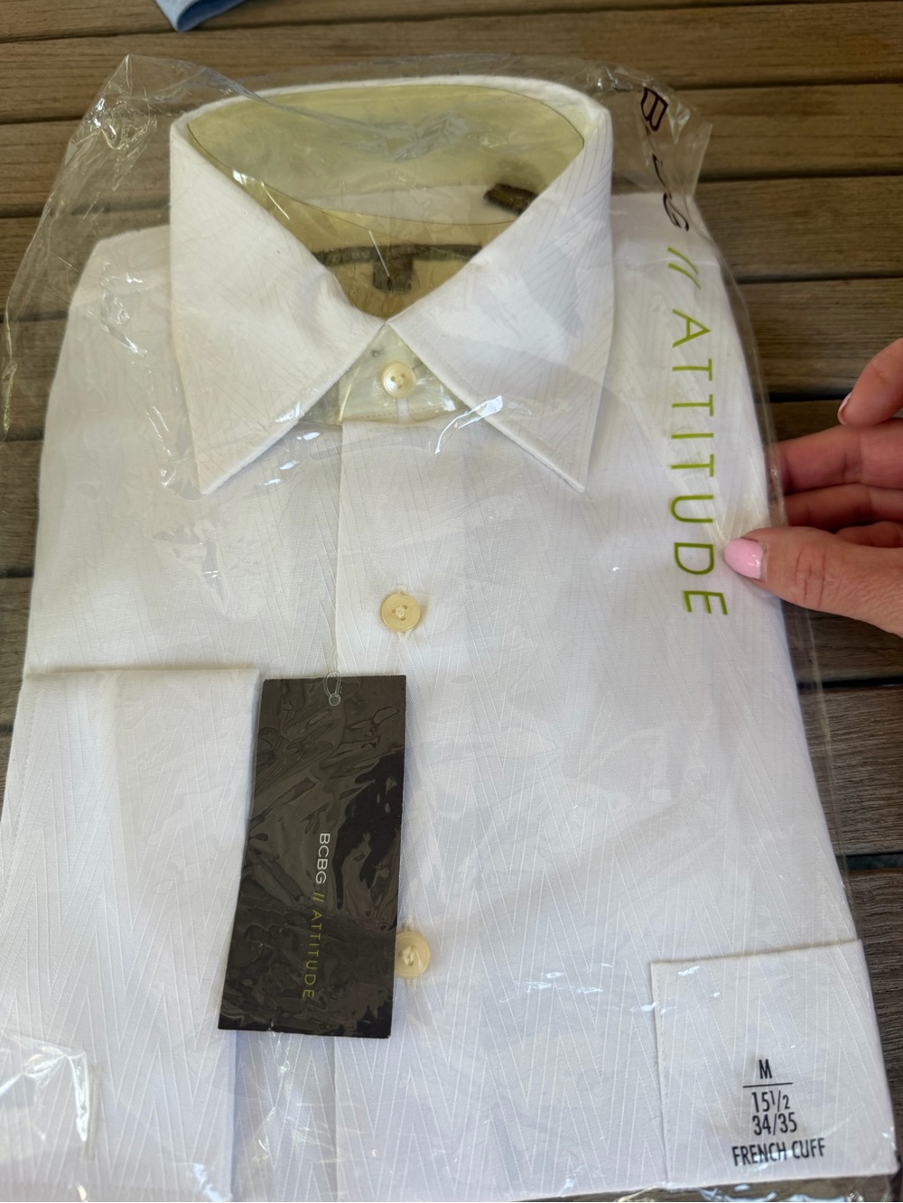 NWT BCBG Attitude White French Cuff Dress Shirt Men’s 15.5 34/35